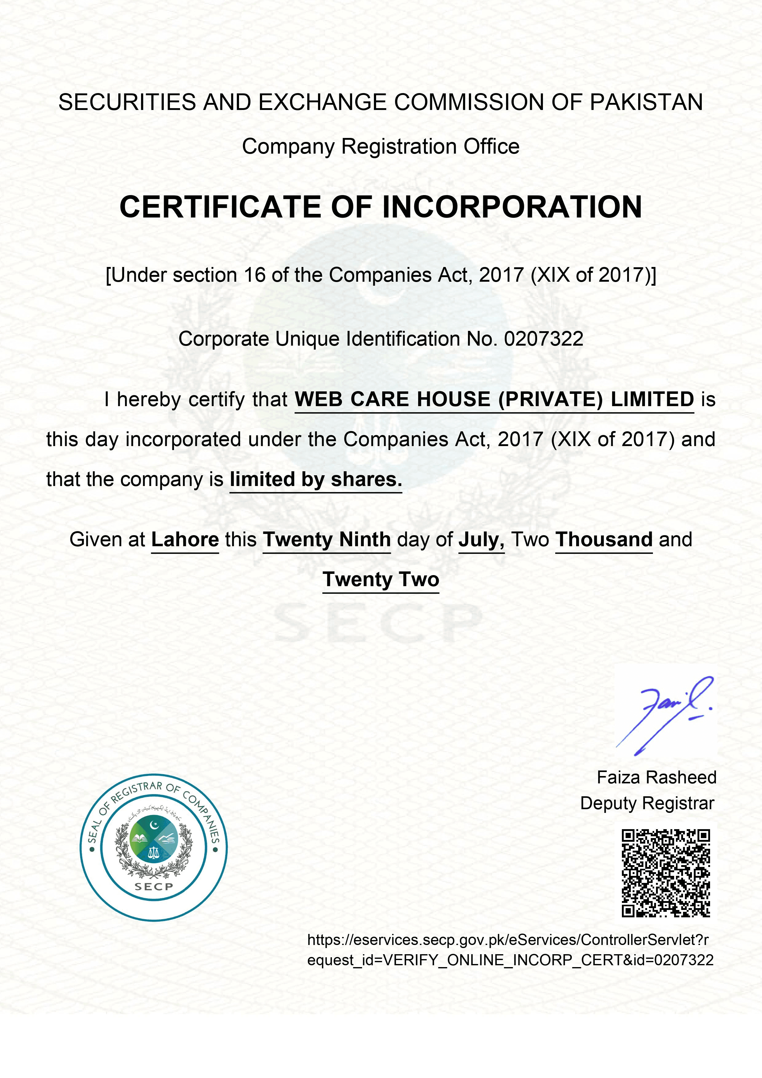 Incorporate Certificate